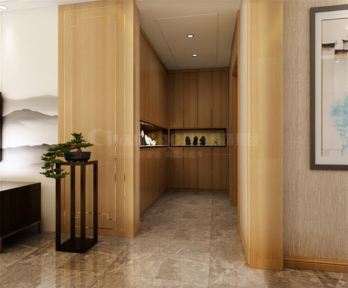 進門處的鞋柜，既滿足了屋主的生活習(xí)慣，又體現(xiàn)出對自然人文古意的喜好之情。